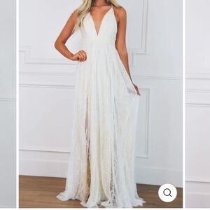 Just Like Heaven Lace Maxi Dress, Bella & Bloom Women's Size 2X, White/Champagne